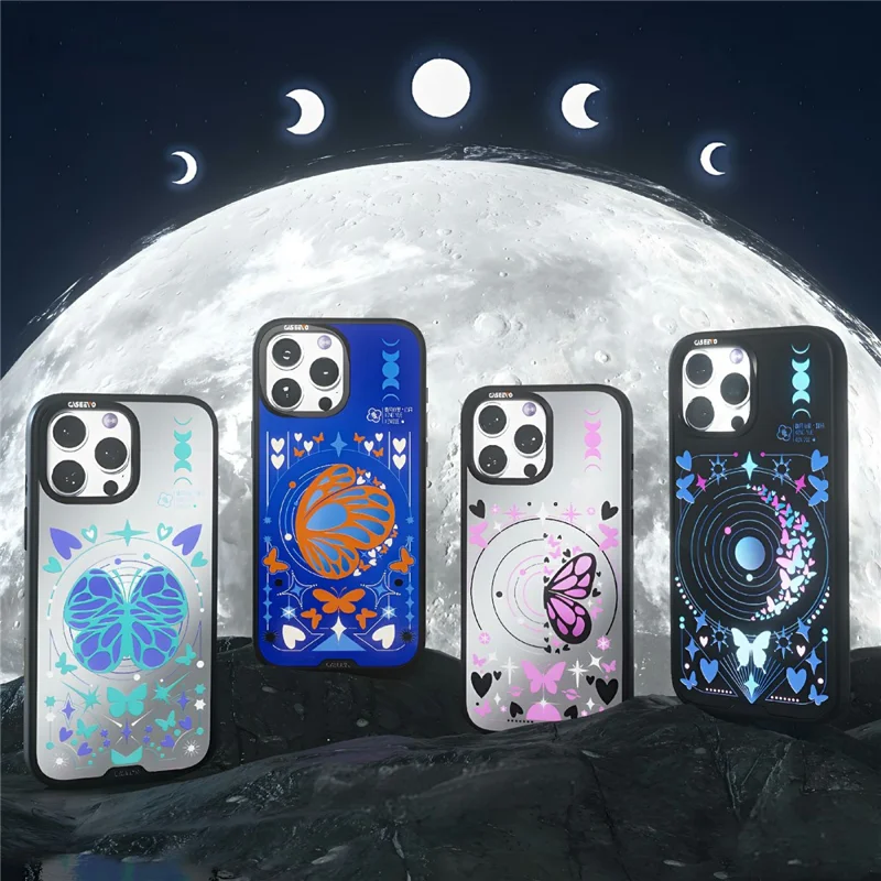 CASEEVO For iPhone 16 Pro Magnetic Case TPU Acrylic Phone Cover with Detachable Backplate - New Moon