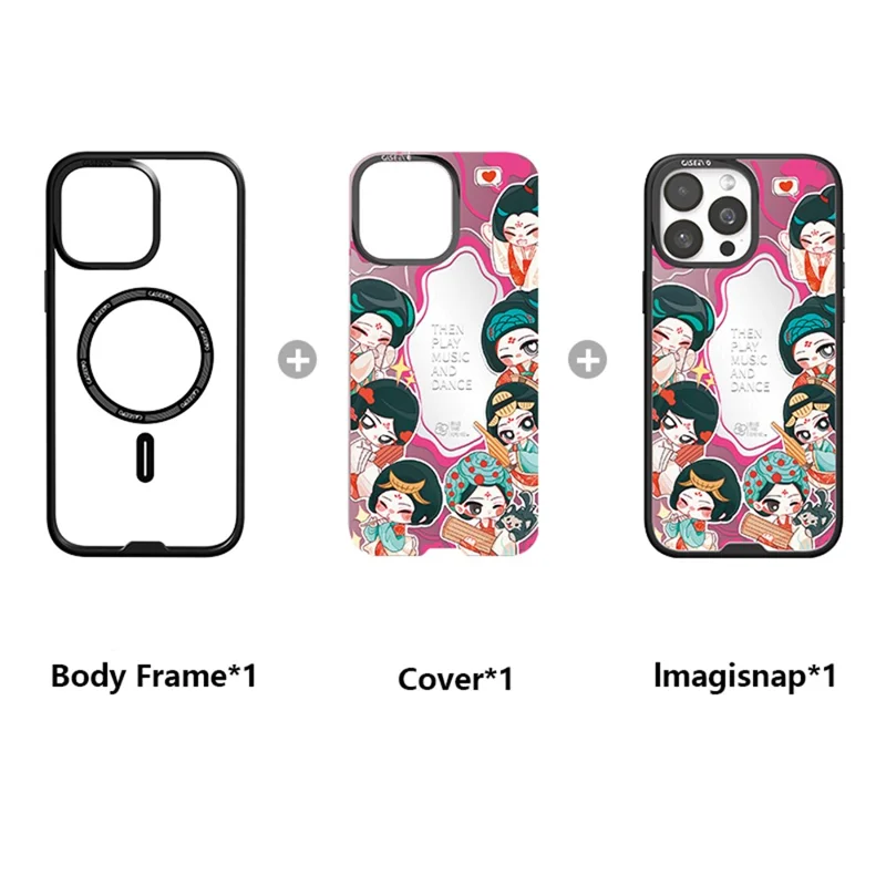 CASEEVO For iPhone 16 Pro Case Compatible with MagSafe TPU Acrylic Phone Cover with Tang Dynasty Ladies Backplate - Palace Music