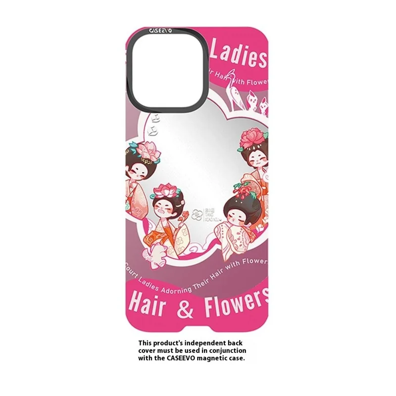 CASEEVO For iPhone 15 Pro Max Case Compatible with MagSafe TPU Acrylic Phone Cover with Tang Dynasty Ladies Backplate -  Hairpin with Flowers