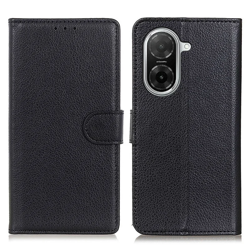 Für Xiaomi Redmi A5 NFC (EU) (173,45*79,35*8,45 mm) Brieftasche Hülle Kunstleder Handyhülle Litschi-Textur - Schwarz