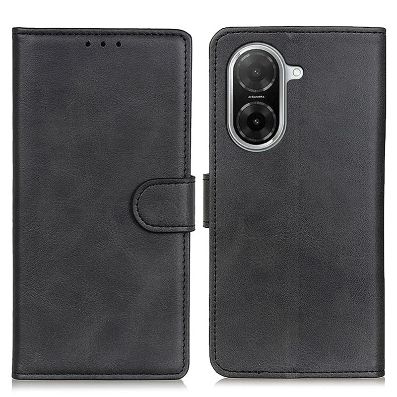 Für Xiaomi Redmi A5 NFC (EU) (173,45*79,35*8,45 mm) Hülle Kuhledertextur Leder Brieftasche Ständer Handyhülle - Schwarz