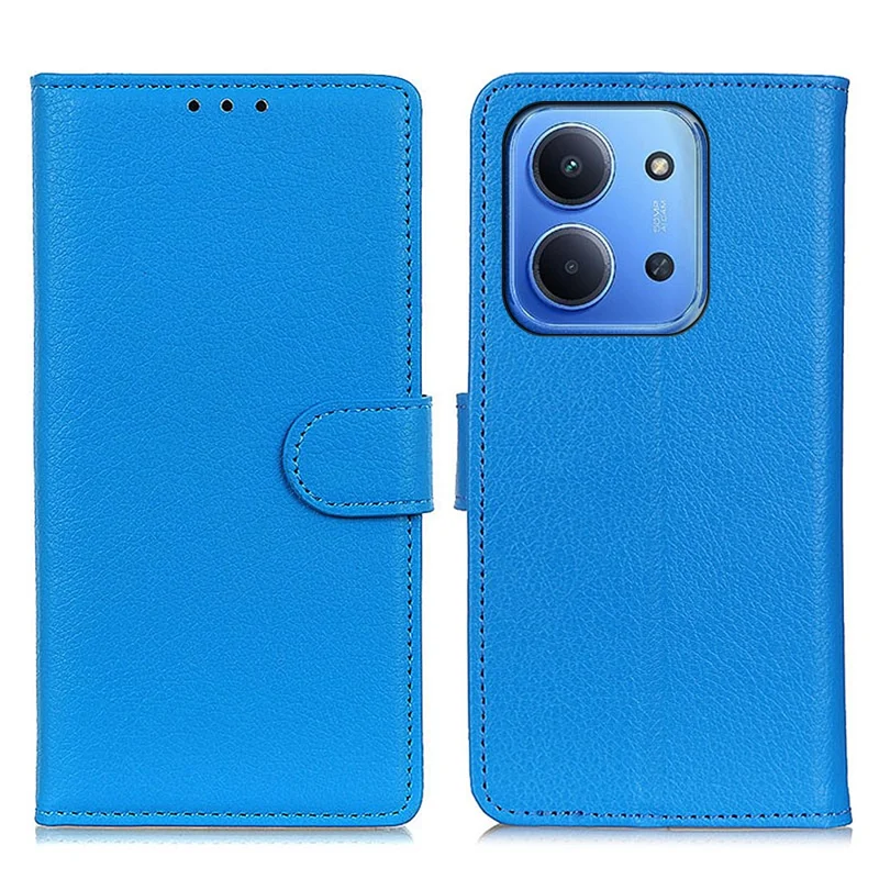 For Xiaomi Redmi 15C 4G (Global) (171mm) / Poco C85 4G (171mm) Wallet Case PU Leather Phone Cover Litchi Texture - Blue