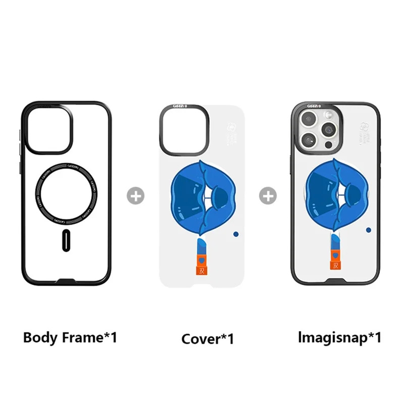 CASEEVO voor iPhone 15 Pro Max magnetische hoes compatibel met MagSafe TPU acryl telefoonhoes met lippatroon achterpaneel - Han-dynastie