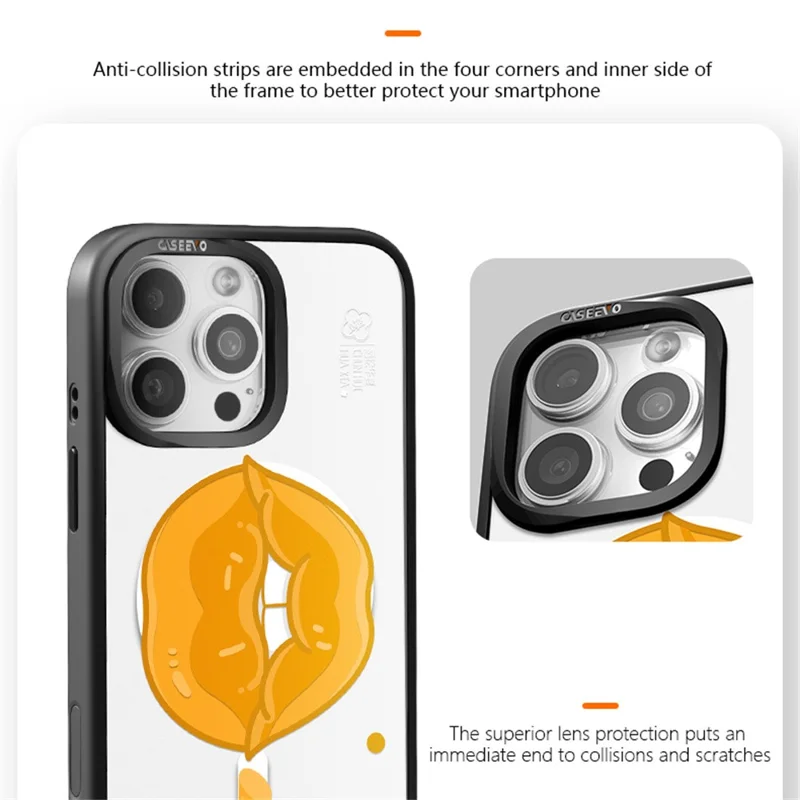 CASEEVO voor iPhone 15 Pro Max magnetische hoes compatibel met MagSafe TPU acryl telefoonhoes met lippatroon achterpaneel - Han-dynastie