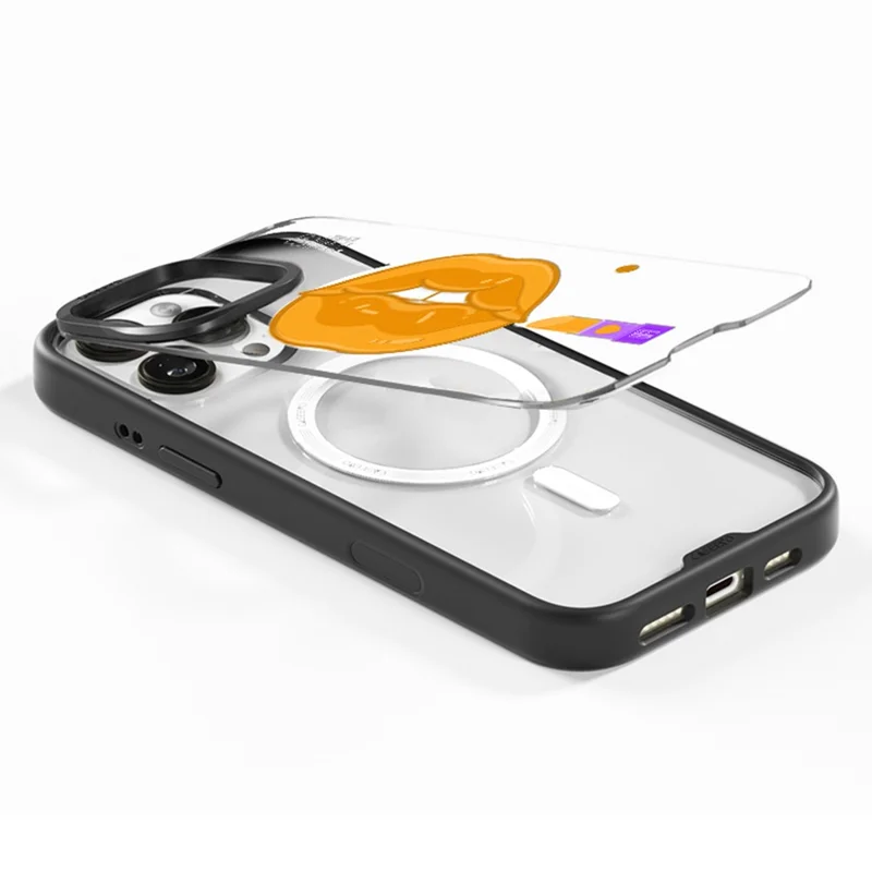 CASEEVO Per iPhone 14 Pro Max Cover Magnetica Compatibile con MagSafe, Cover per Telefono in TPU Acrilico con Pannello Posteriore a Motivo di Labbra - Dinastia Han