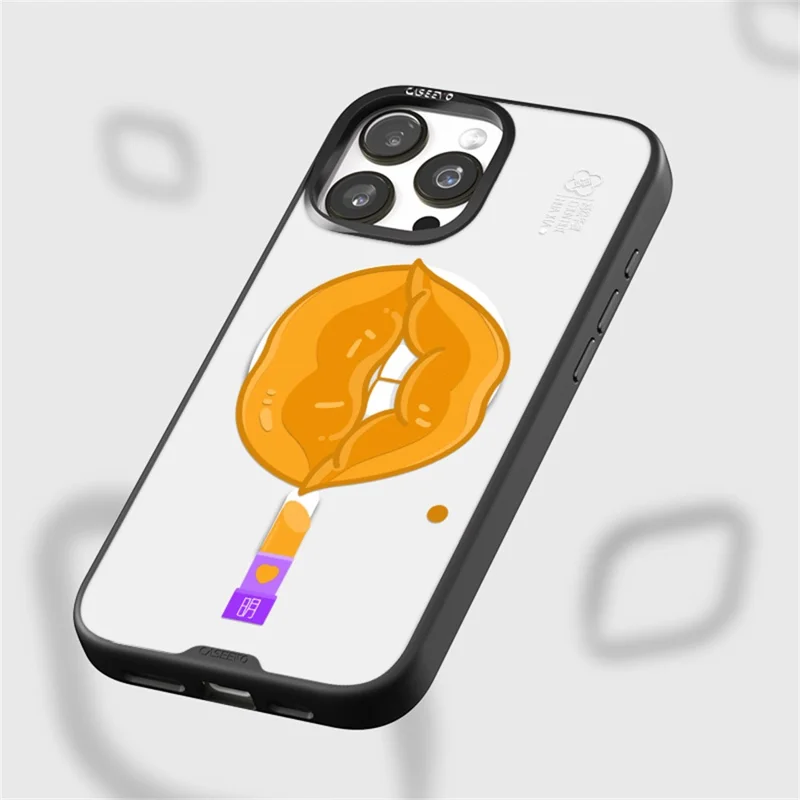 CASEEVO Per iPhone 14 Pro Max Cover Magnetica Compatibile con MagSafe, Cover per Telefono in TPU Acrilico con Pannello Posteriore a Motivo di Labbra - Dinastia Han