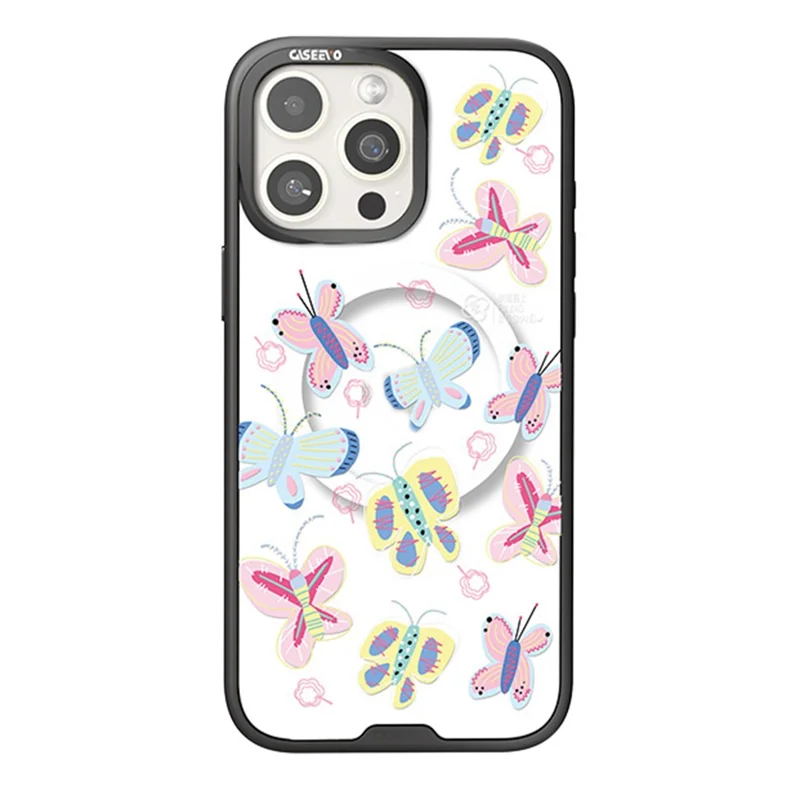 CASEEVO per iPhone 14 Pro Cover Compatibile con MagSafe TPU Custodia Acrilica con Pannello Posteriore Intercambiabile - Farfalla