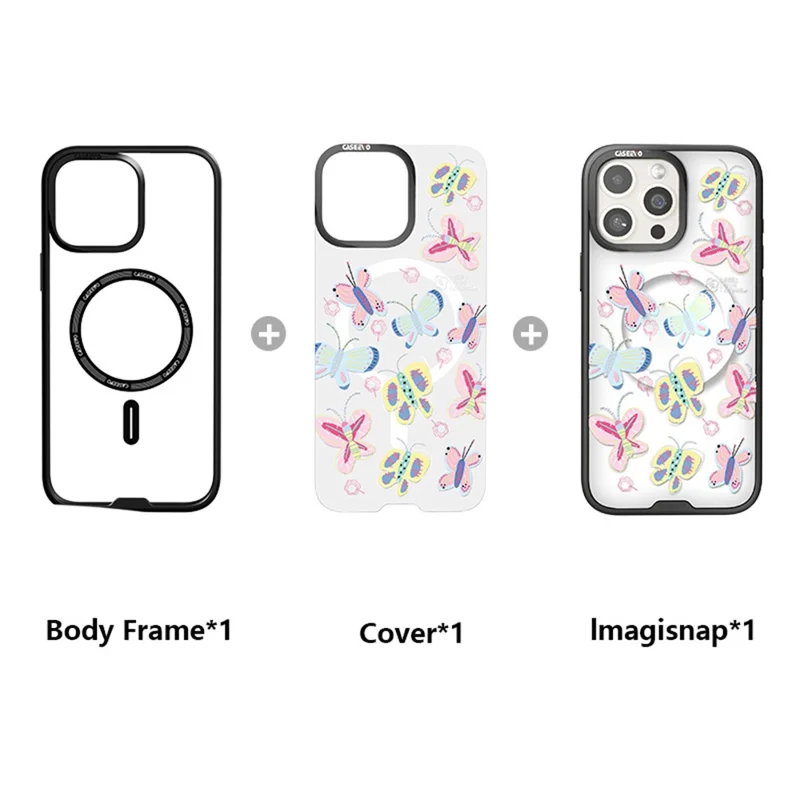 CASEEVO per iPhone 14 Pro Cover Compatibile con MagSafe TPU Custodia Acrilica con Pannello Posteriore Intercambiabile - Farfalla
