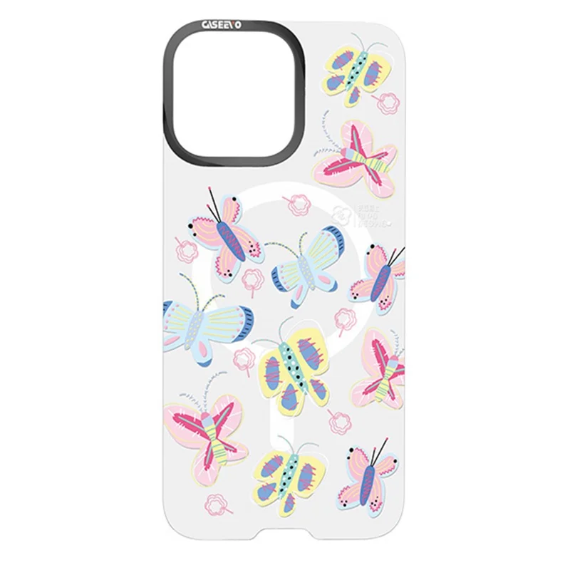 CASEEVO per iPhone 14 Pro Cover Compatibile con MagSafe TPU Custodia Acrilica con Pannello Posteriore Intercambiabile - Farfalla