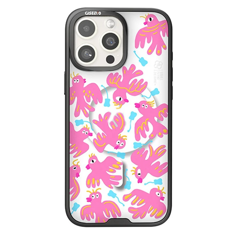 CASEEVO per Cover iPhone 15 Pro Compatibile con MagSafe, Cover per Telefono in TPU Acrilico con Pannello Posteriore Intercambiabile - Uccello Vermiglio