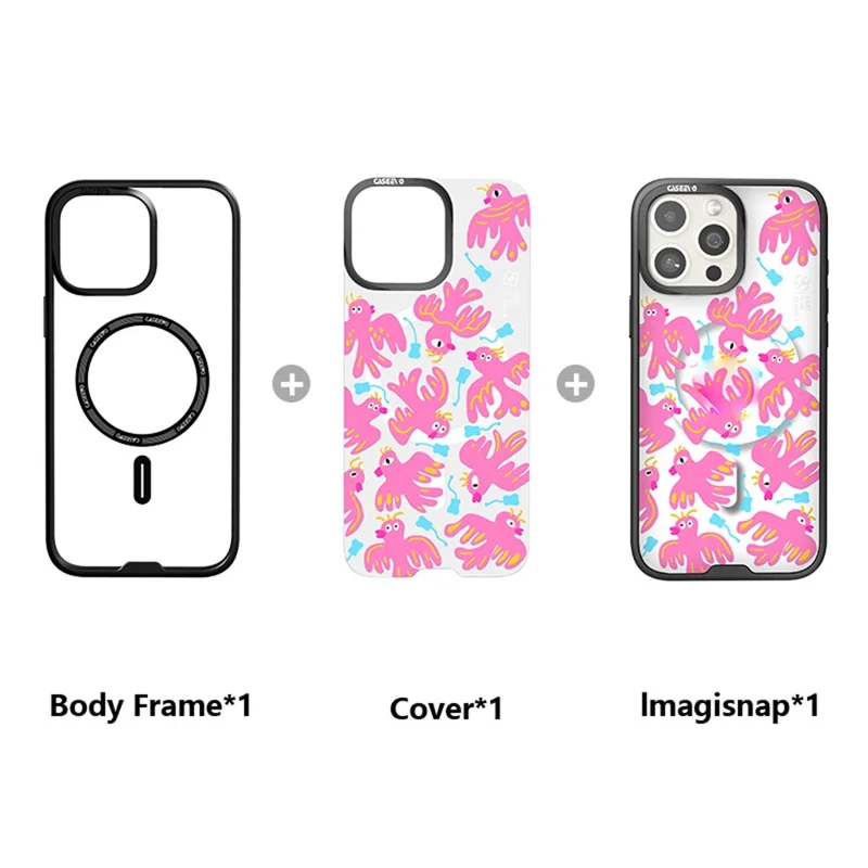 CASEEVO per Cover iPhone 15 Pro Compatibile con MagSafe, Cover per Telefono in TPU Acrilico con Pannello Posteriore Intercambiabile - Uccello Vermiglio