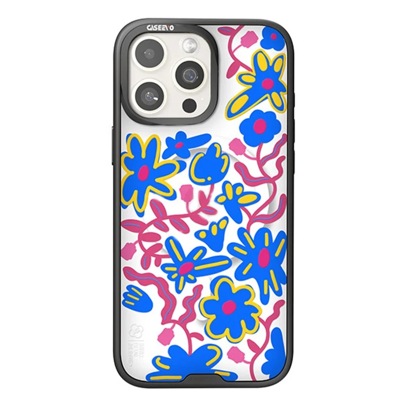 CASEEVO Handyhülle für iPhone 16 Pro Max, kompatibel mit MagSafe, TPU Acryl Schutzhülle mit austauschbarer Rückseite - Blume