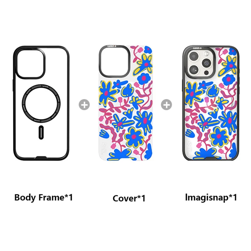 CASEEVO Handyhülle für iPhone 16 Pro Max, kompatibel mit MagSafe, TPU Acryl Schutzhülle mit austauschbarer Rückseite - Blume