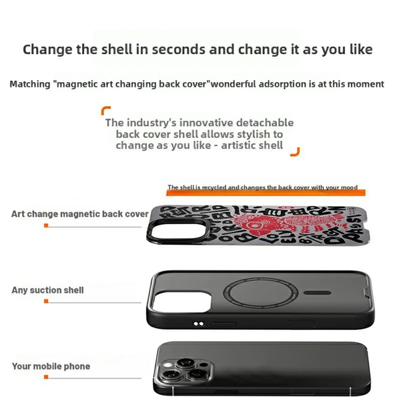 CASEEVO Für iPhone 16 Pro Max Hülle Kompatibel mit MagSafe TPU Acryl Handyhülle mit abstrakten Gemälden Rückseite - Freier Vogel