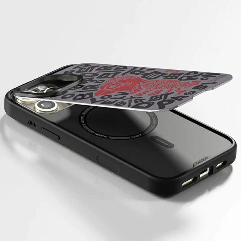 CASEEVO Funda para iPhone 14 Pro Compatible con MagSafe, Carcasa de TPU y Acrílico con Diseño de Pintura Abstracta - Pájaro Libre