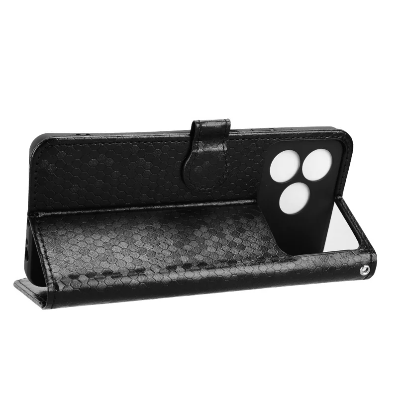 Étui portefeuille pour ZTE Blade A36 à motif pointillé en cuir PU avec dragonne - Noir