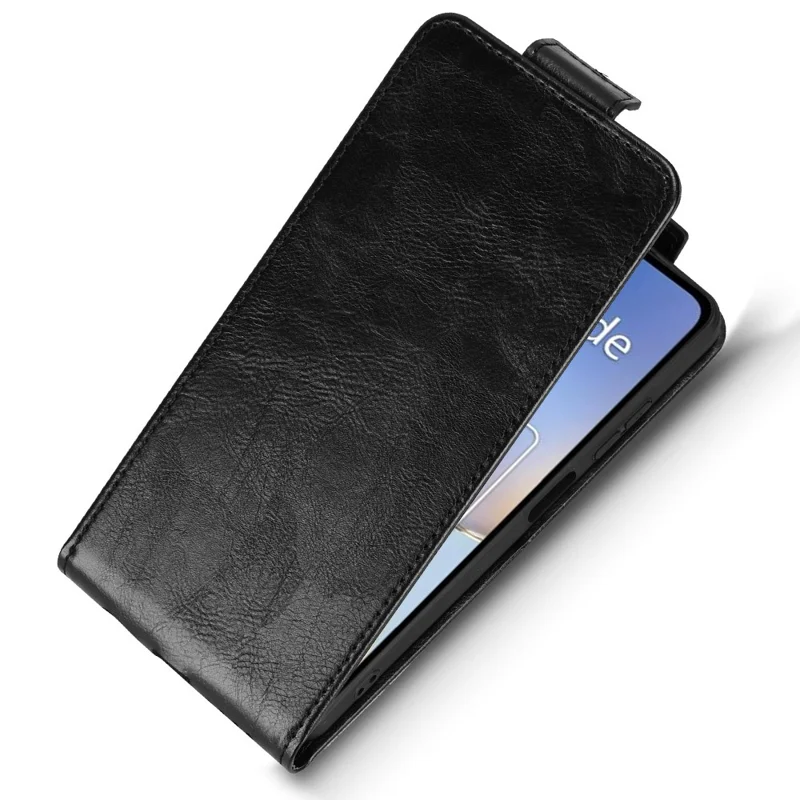 Étui de support pour ZTE Blade A56 Fermoir magnétique Étui en cuir à rabat vertical avec porte-carte - Noir
