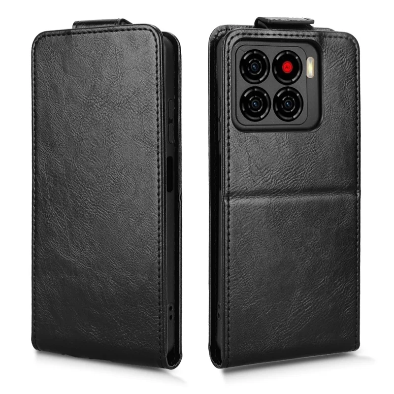 Étui de support pour ZTE Blade A56 Fermoir magnétique Étui en cuir à rabat vertical avec porte-carte - Noir
