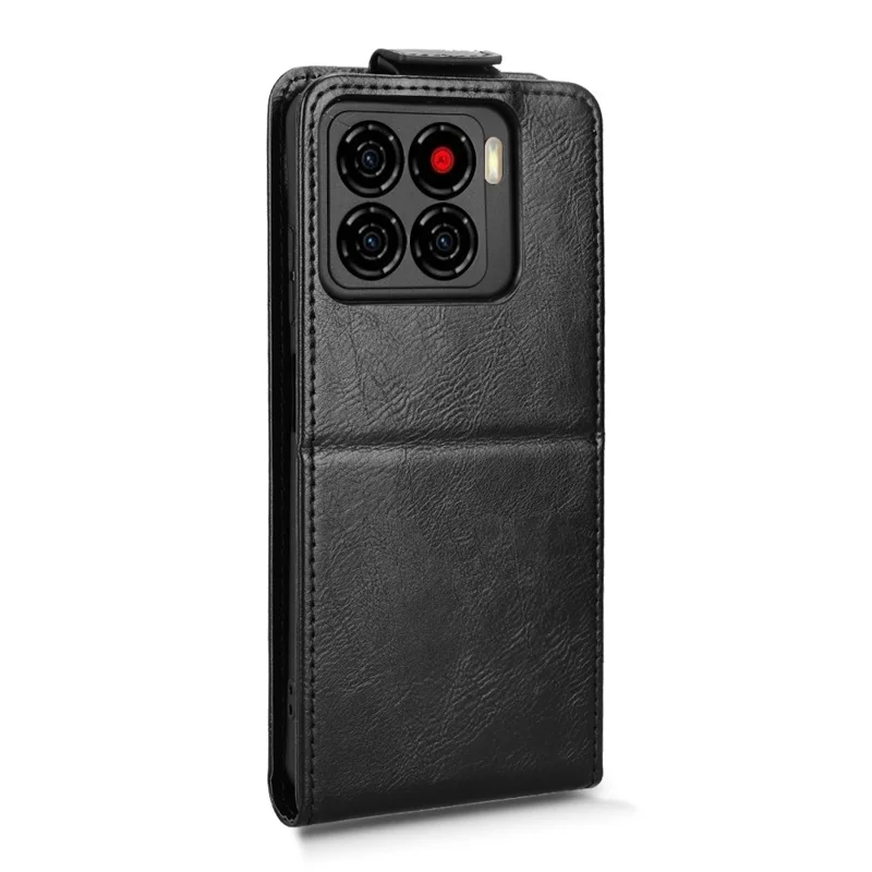 Étui de support pour ZTE Blade A56 Fermoir magnétique Étui en cuir à rabat vertical avec porte-carte - Noir