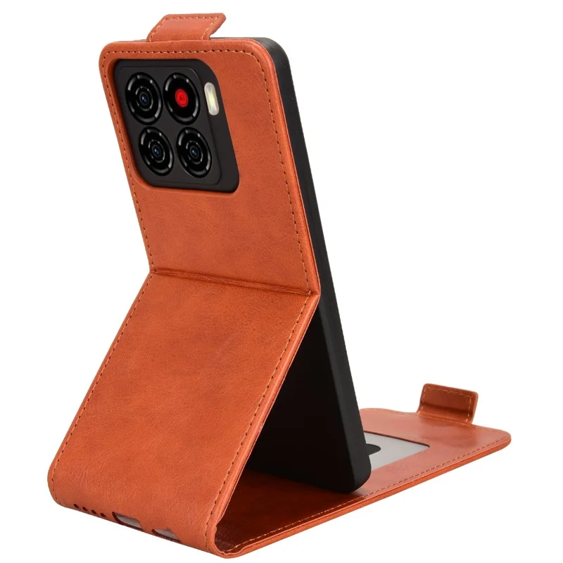 For ZTE Blade A56 Stand Case Magnetic Clasp Vertical Flip Leather Phone Cover with Card Holder - Orange