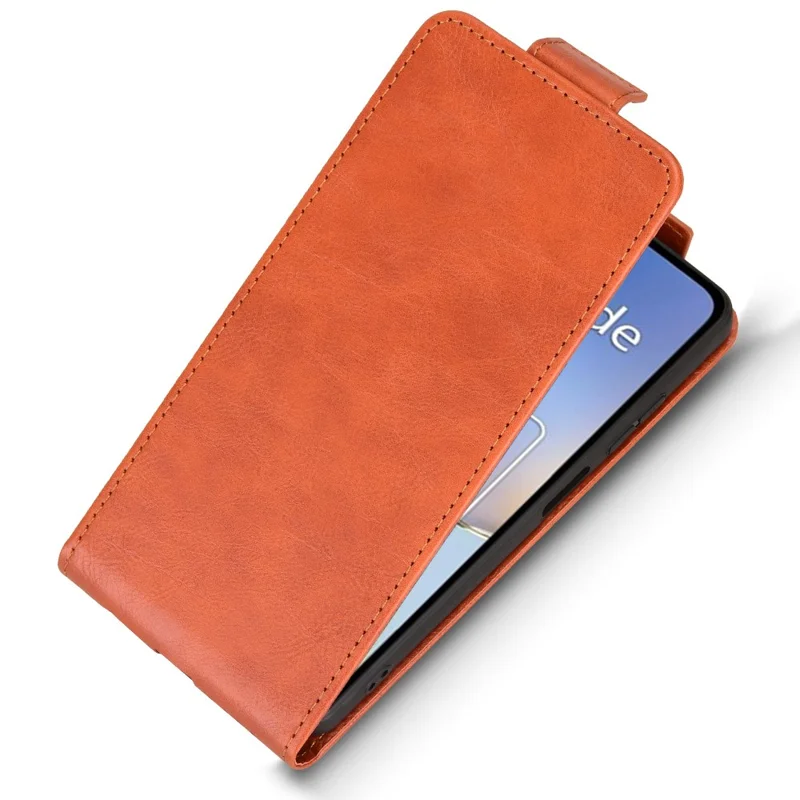 For ZTE Blade A56 Stand Case Magnetic Clasp Vertical Flip Leather Phone Cover with Card Holder - Orange