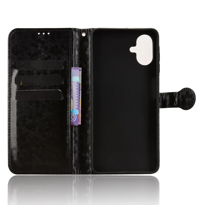 For Samsung Galaxy A07 5G / A07 4G Wallet Case Dot Pattern Imprint PU Leather Phone Cover with Wrist Strap - Black