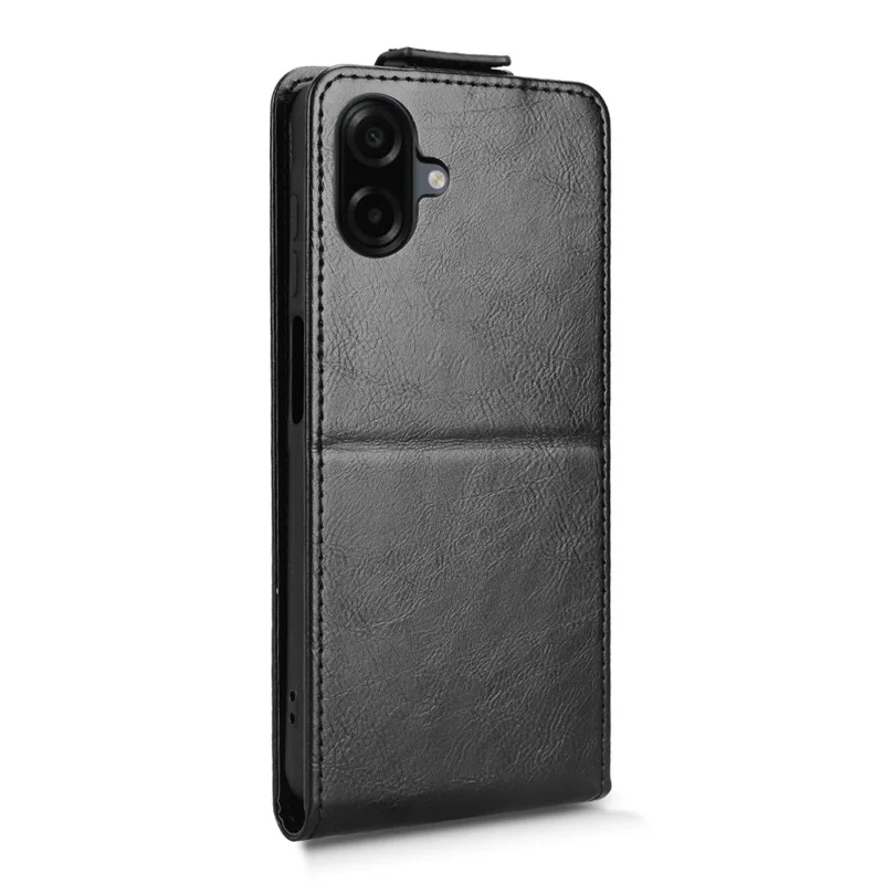For Samsung Galaxy A07 4G Stand Case Magnetic Clasp Vertical Flip Leather Phone Cover with Card Holder - Black