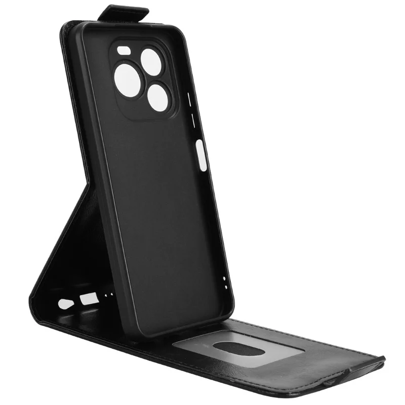 For Oukitel C65 Pro  /  C65 Stand Case Magnetic Clasp Vertical Flip Leather Phone Cover with Card Holder - Black