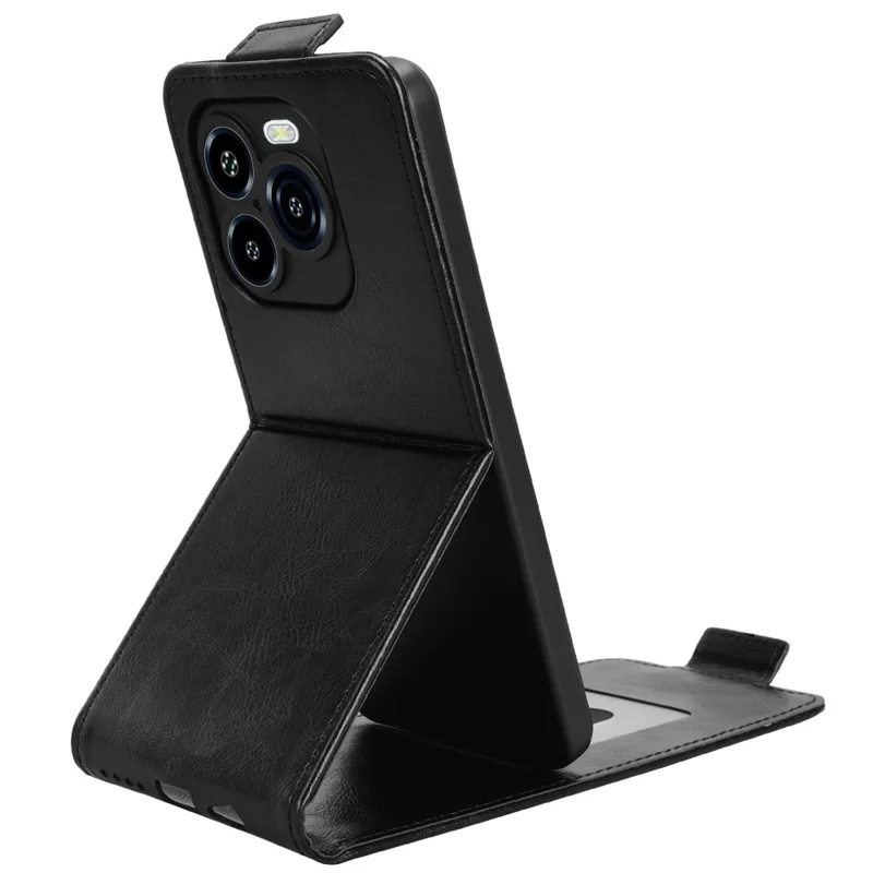 For Oukitel C65 Pro  /  C65 Stand Case Magnetic Clasp Vertical Flip Leather Phone Cover with Card Holder - Black