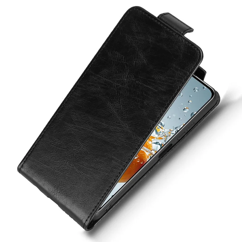 For Oukitel C65 Pro  /  C65 Stand Case Magnetic Clasp Vertical Flip Leather Phone Cover with Card Holder - Black