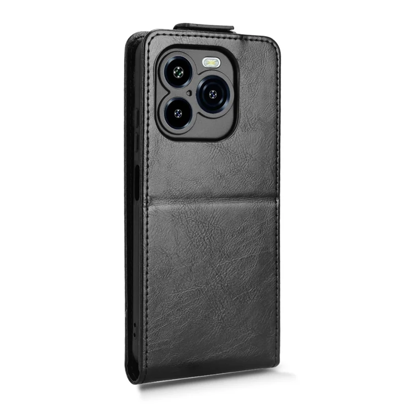For Oukitel C65 Pro  /  C65 Stand Case Magnetic Clasp Vertical Flip Leather Phone Cover with Card Holder - Black