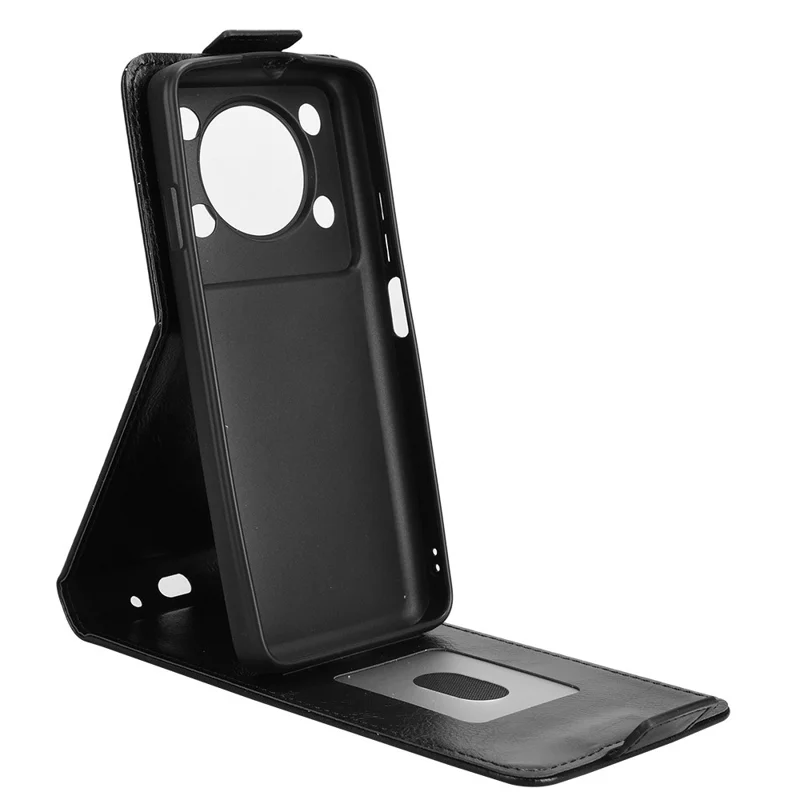 For Oukitel C60 Pro  /  C60 Stand Case Magnetic Clasp Vertical Flip Leather Phone Cover with Card Holder - Black