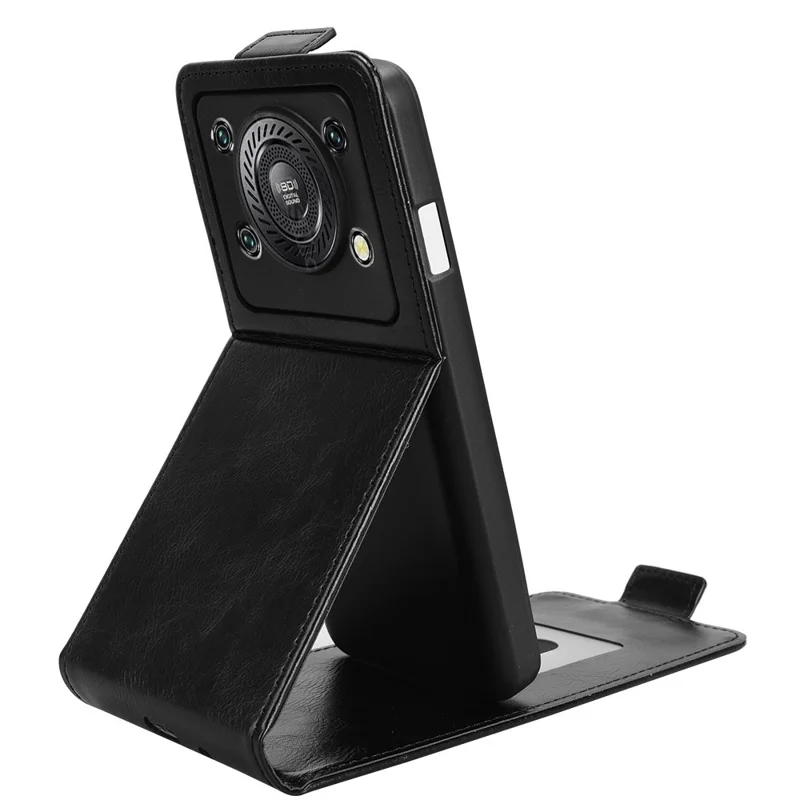 For Oukitel C60 Pro  /  C60 Stand Case Magnetic Clasp Vertical Flip Leather Phone Cover with Card Holder - Black