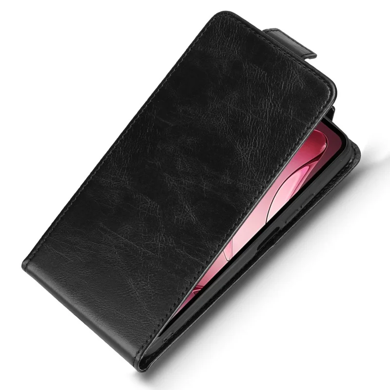 For Oukitel C60 Pro  /  C60 Stand Case Magnetic Clasp Vertical Flip Leather Phone Cover with Card Holder - Black