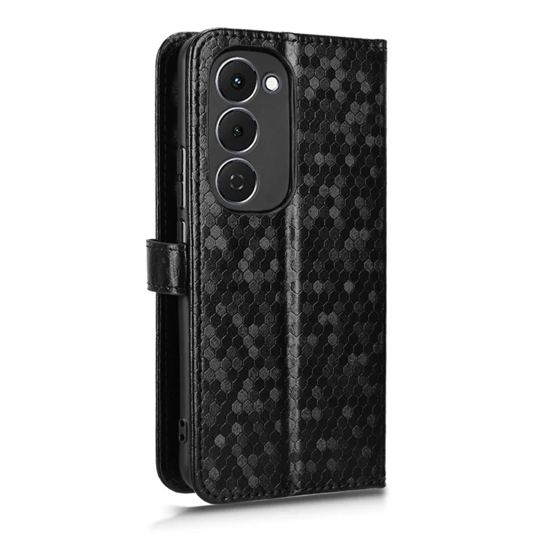Per TECNO Spark 40 Pro+ 4G Cover a Portafoglio con Motivo a Puntini, Custodia in Pelle PU con Cinturino da Polso - Nero