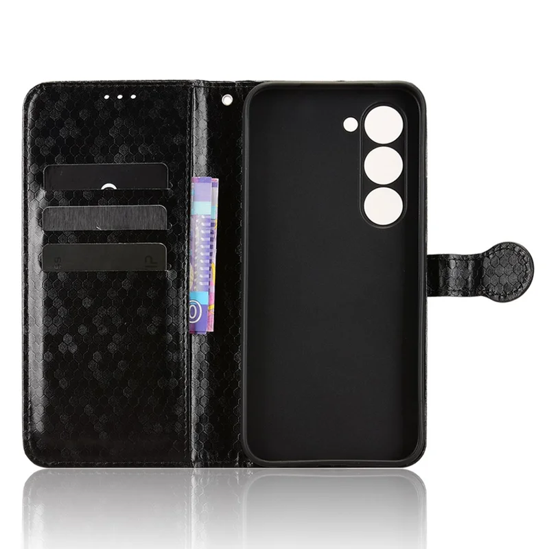 For TECNO Spark 40 Pro 4G Wallet Case Dot Pattern Imprint PU Leather Phone Cover with Wrist Strap - Black