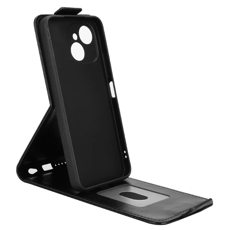 For TECNO Spark 40C Stand Case Magnetic Clasp Vertical Flip Leather Phone Cover with Card Holder - Black