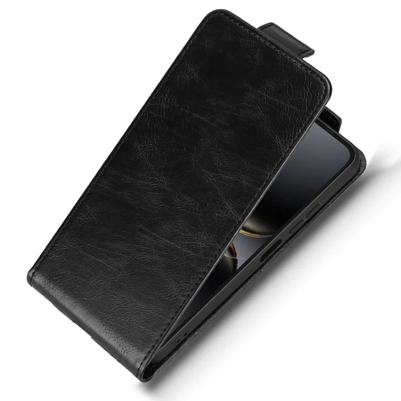 For TECNO Spark 40C Stand Case Magnetic Clasp Vertical Flip Leather Phone Cover with Card Holder - Black