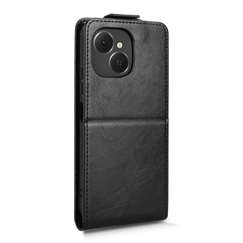 For TECNO Spark 40C Stand Case Magnetic Clasp Vertical Flip Leather Phone Cover with Card Holder - Black