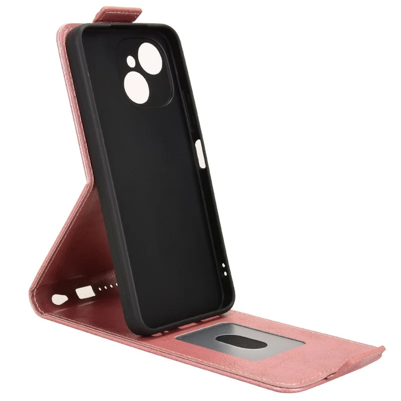 For TECNO Spark 40C Stand Case Magnetic Clasp Vertical Flip Leather Phone Cover with Card Holder - Rose Gold