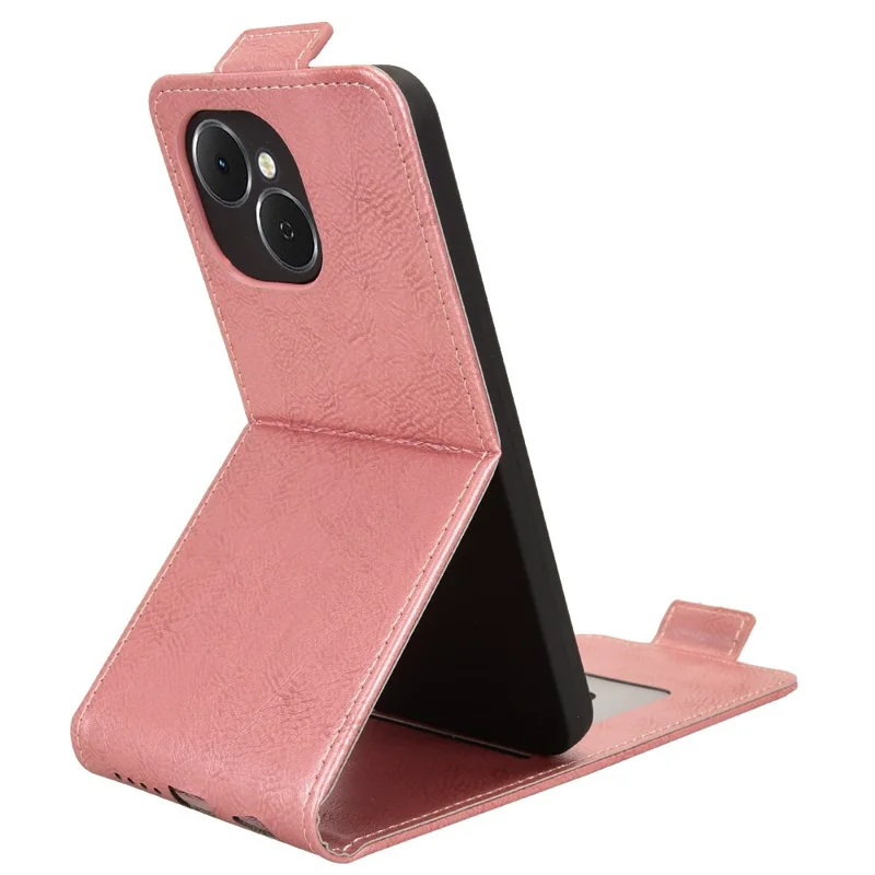 For TECNO Spark 40C Stand Case Magnetic Clasp Vertical Flip Leather Phone Cover with Card Holder - Rose Gold