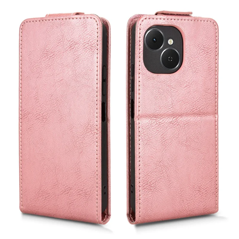 For TECNO Spark 40C Stand Case Magnetic Clasp Vertical Flip Leather Phone Cover with Card Holder - Rose Gold
