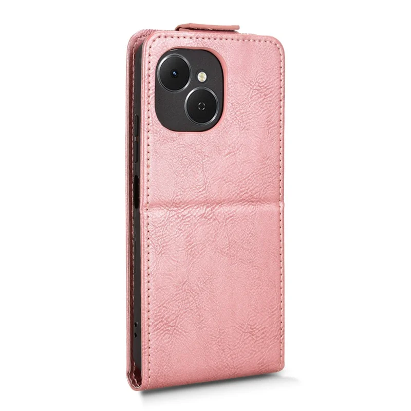 For TECNO Spark 40C Stand Case Magnetic Clasp Vertical Flip Leather Phone Cover with Card Holder - Rose Gold