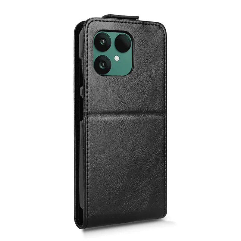 For Fairphone 6 Stand Case Magnetic Clasp Vertical Flip Leather Phone Cover with Card Holder - Black