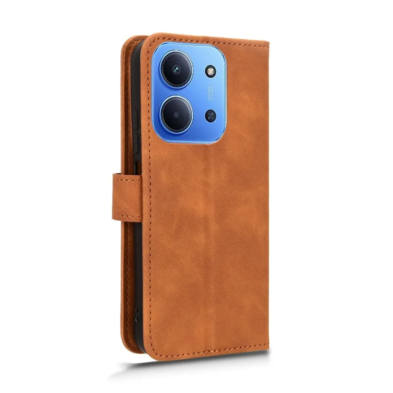 For Xiaomi Redmi 15C 4G (Global) (171mm) / Poco C85 4G Leather Case Skin Feel Anti Drop Wallet Flip Phone Cover - Brown