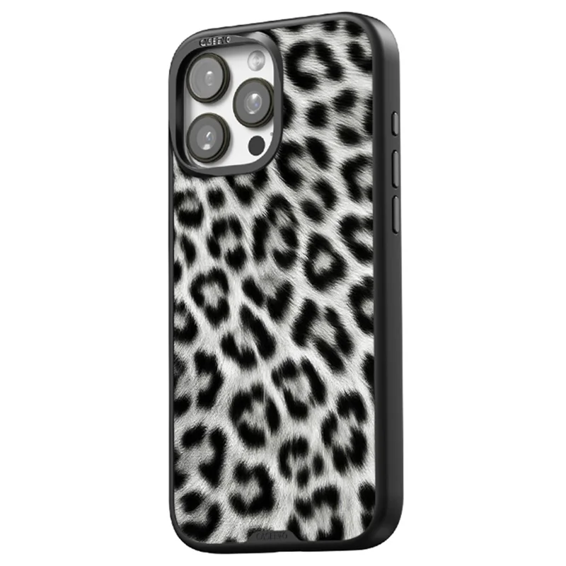 CASEEVO Funda para iPhone 14 Pro Max Compatible con MagSafe - Carcasa de TPU y Acrílico con Placa Trasera Desmontable de Leopardo - Negro / Blanco