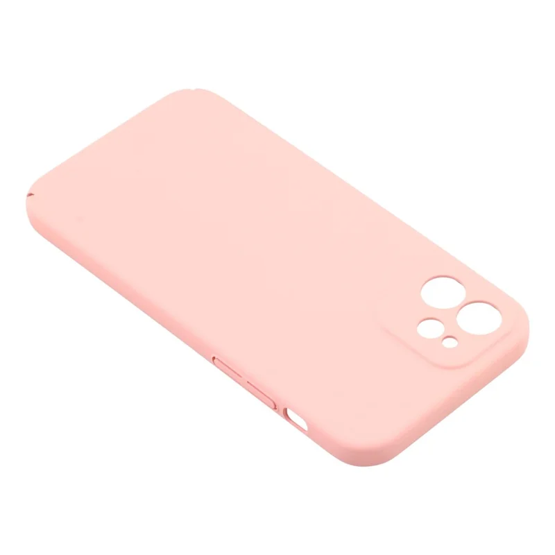 For iPhone 12 Case Skin-Touch Rubberized Hard PC Phone Cover - Pink