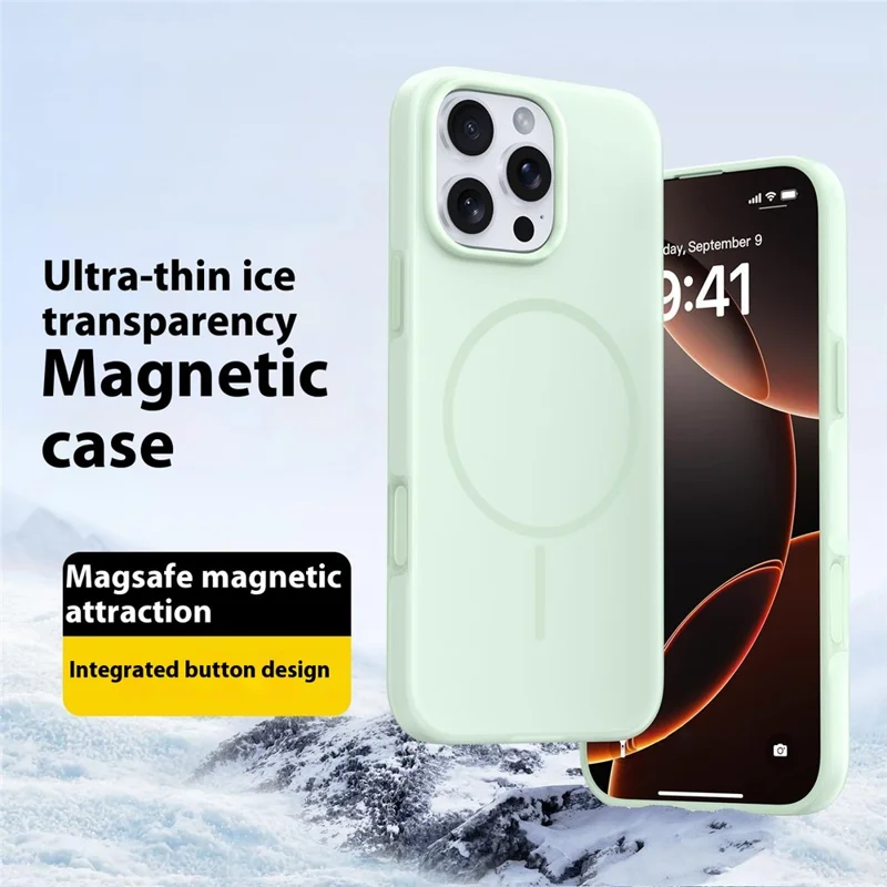 For iPhone 16 Pro Max Case Compatible with MagSafe Ice-Transparent Liquid Silicone + PC Phone Cover - Green