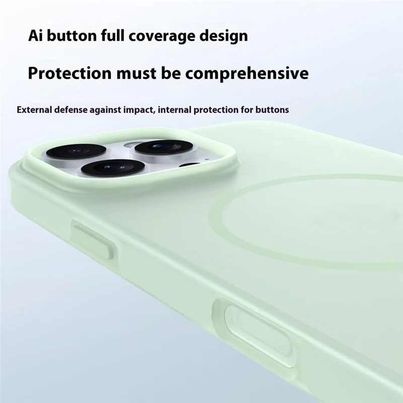 For iPhone 16 Pro Max Case Compatible with MagSafe Ice-Transparent Liquid Silicone + PC Phone Cover - Green