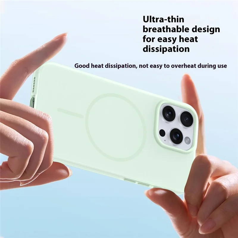 For iPhone 16 Pro Max Case Compatible with MagSafe Ice-Transparent Liquid Silicone + PC Phone Cover - Green